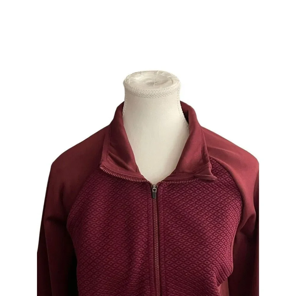 Columbia Maroon Athletic  Full Zip Jacket Zip Pocket Long‎ Sleeve Womens Large